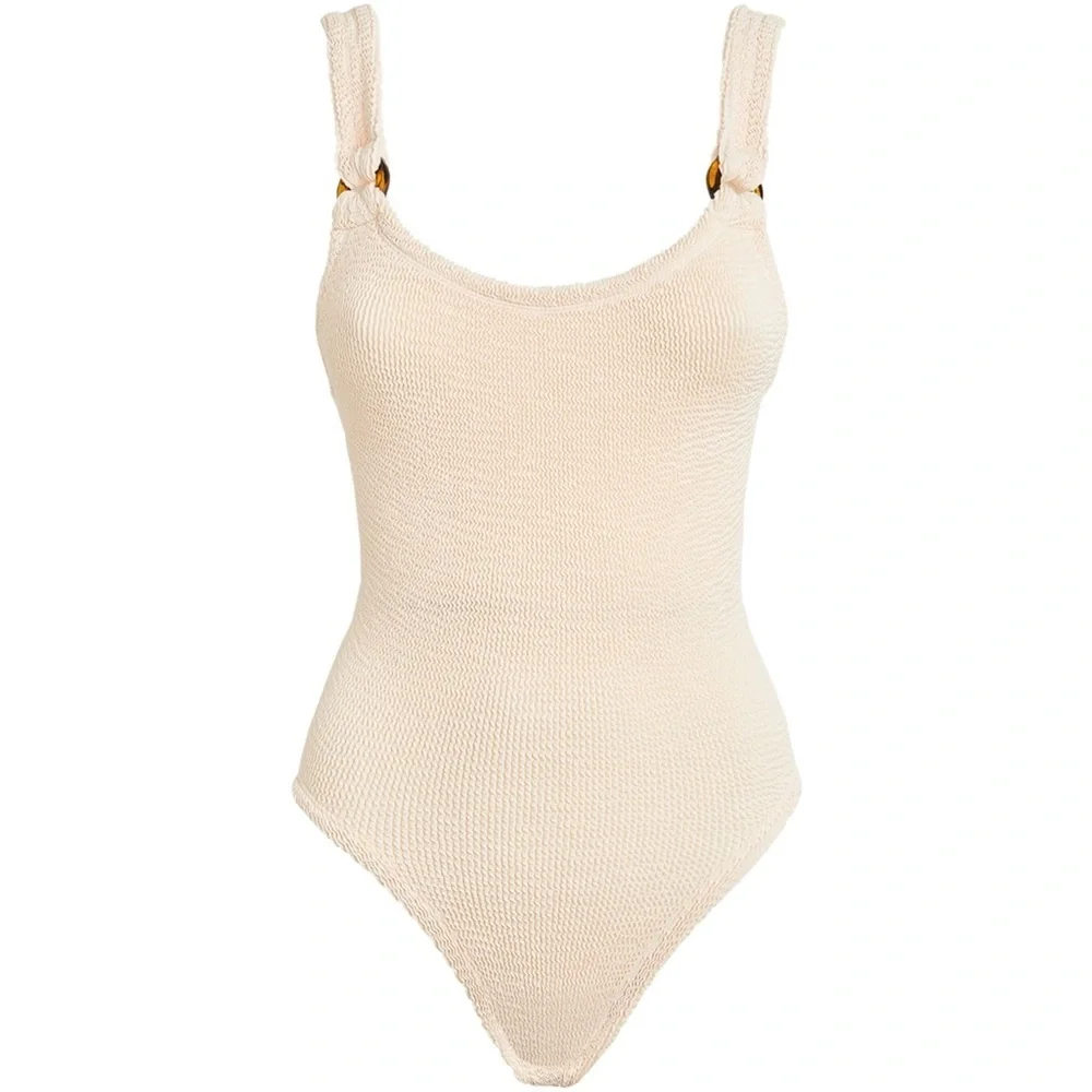 Hunza G Pale Pink Textured One-Piece Swimsuit - Picture 12 of 16
